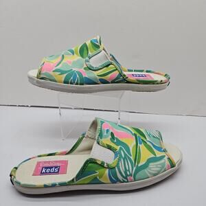 Vintage Lilly Pulitzer x Keds Women’s Green Pink Floral Open Toe Sandals Sz 6